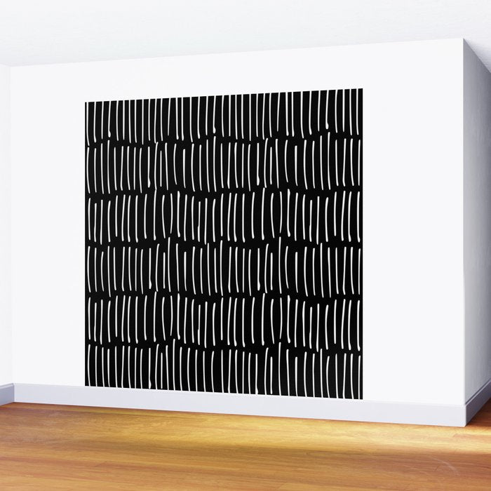 Black and White Minimal Stripe Wall Mural Gallery Image 2