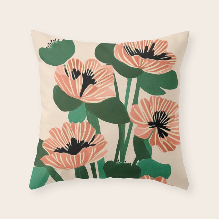 Modern Wild Poppies Throw Pillow Gallery Image 6