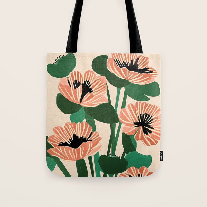 Modern Wild Poppies Tote Bag Gallery Image 1