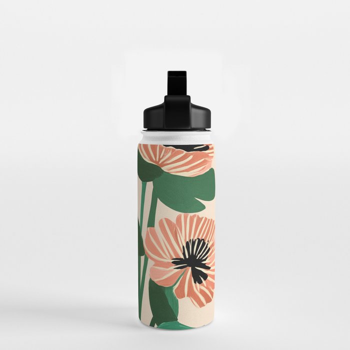 Modern Wild Poppies Water Bottle Gallery Image 2