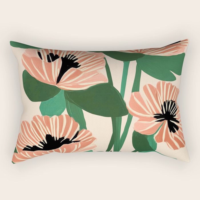 Modern Wild Poppies Rectangular Pillow Gallery Image 2