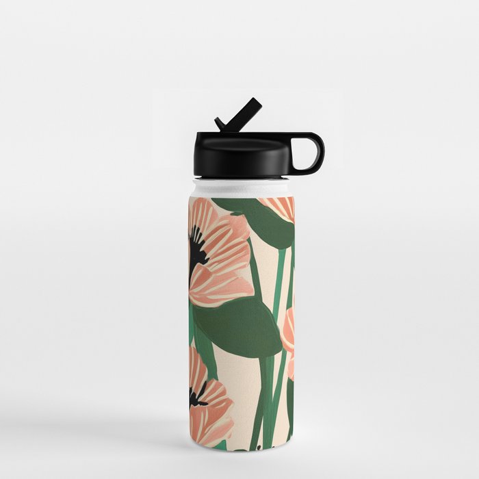 Modern Wild Poppies Water Bottle Gallery Image 1