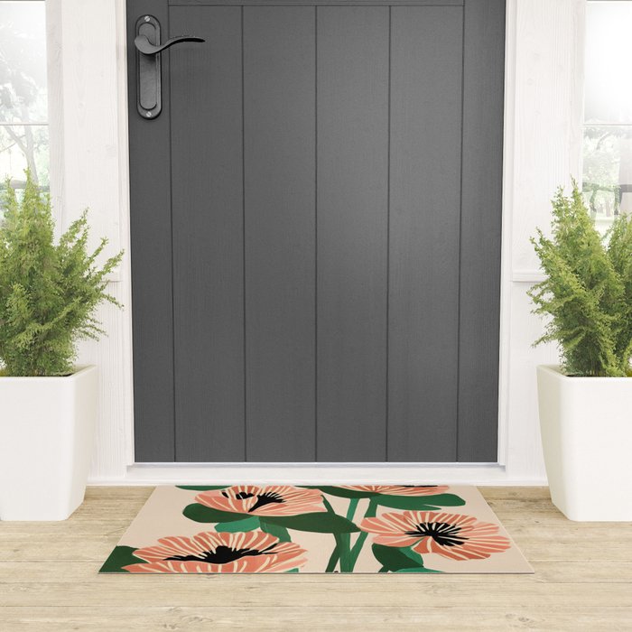 Modern Wild Poppies Welcome Mat Gallery Image 3