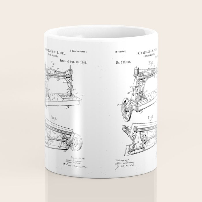 Sewing Machine Patent - Seamstress Craft Sewing Room Art - Blueprint Coffee Mug Gallery Image 4