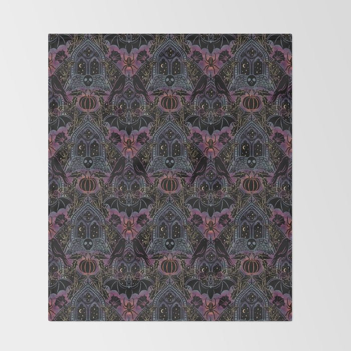 Gothic Halloween - celestial rainbow  Throw Blanket Gallery Image 2