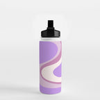 Retro Dream Abstract Liquid Swirl Pattern in Light Purple Water Bottle Gallery Image 2