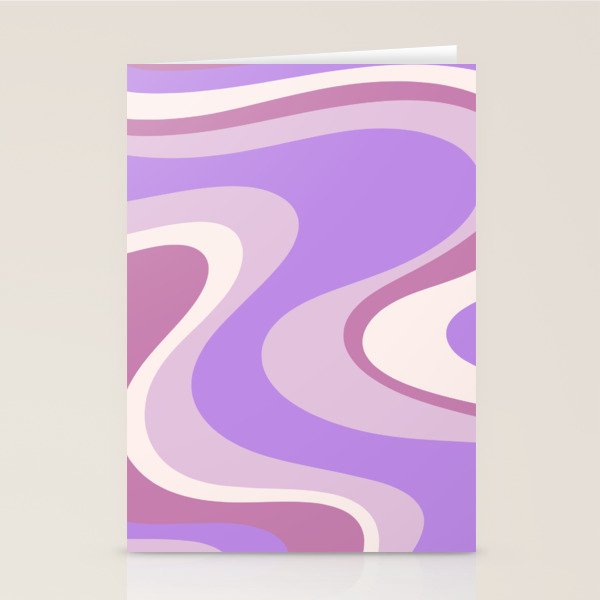 Retro Dream Abstract Liquid Swirl Pattern in Light Purple Stationery Card Gallery Image 1