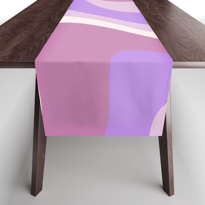 Retro Dream Abstract Liquid Swirl Pattern in Light Purple Table Runner Gallery Image 1