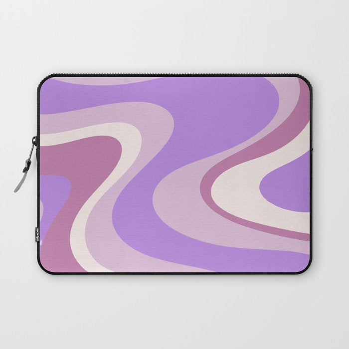 Retro Dream Abstract Liquid Swirl Pattern in Light Purple Laptop Sleeve Gallery Image 1