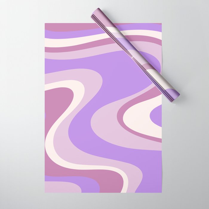 Retro Dream Abstract Liquid Swirl Pattern in Light Purple Wrapping Paper Gallery Image 1