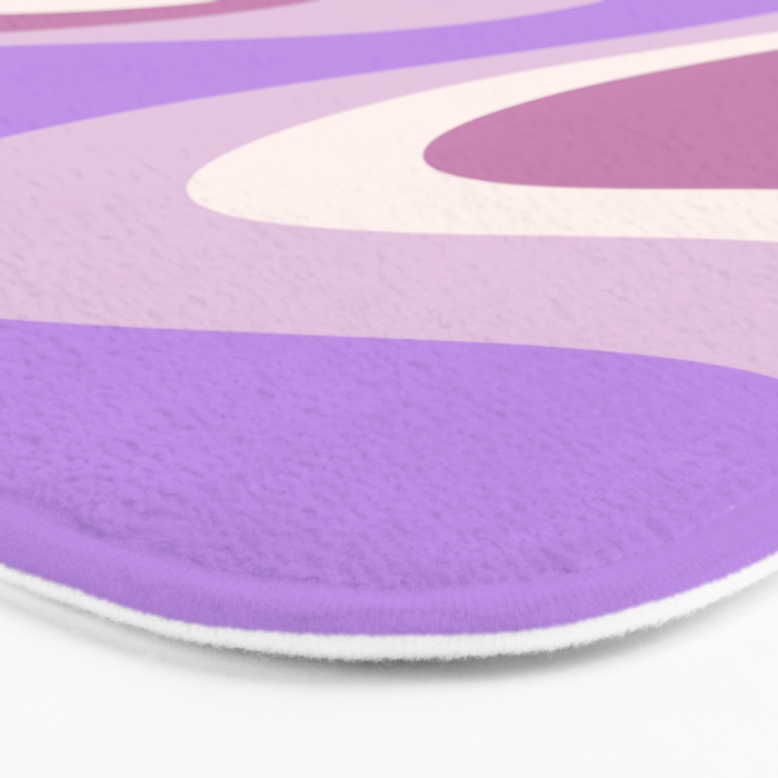 Retro Dream Abstract Liquid Swirl Pattern in Light Purple Bath Mat Gallery Image 3
