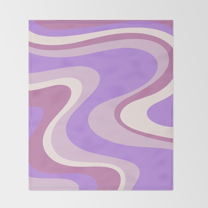 Retro Dream Abstract Liquid Swirl Pattern in Light Purple Throw Blanket Gallery Image 2
