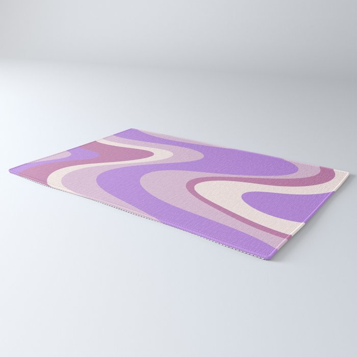 Retro Dream Abstract Liquid Swirl Pattern in Light Purple Rug Gallery Image 3