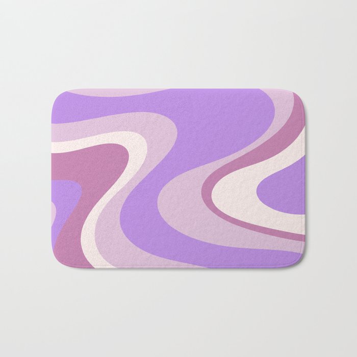 Retro Dream Abstract Liquid Swirl Pattern in Light Purple Bath Mat Gallery Image 1