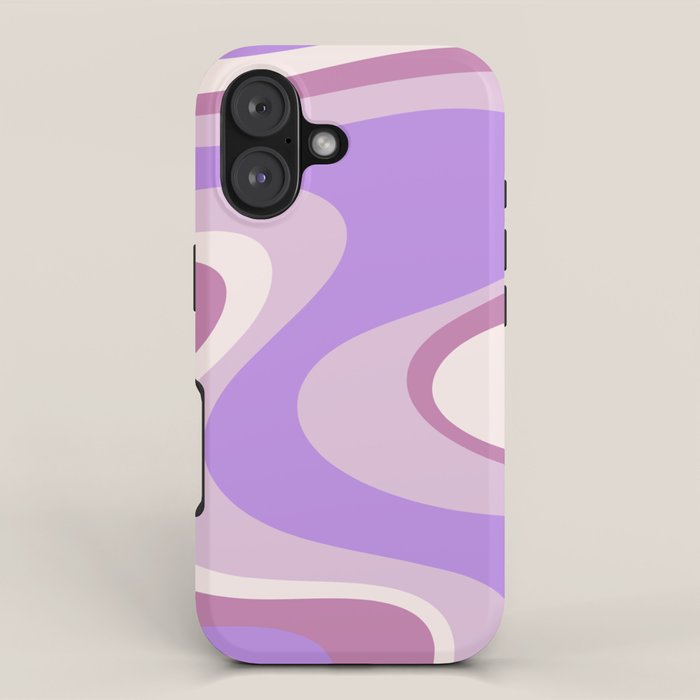 Retro Dream Abstract Liquid Swirl Pattern in Light Purple iPhone Case Gallery Image 1