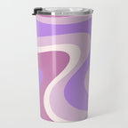 Retro Dream Abstract Liquid Swirl Pattern in Light Purple Travel Mug Gallery Image 3