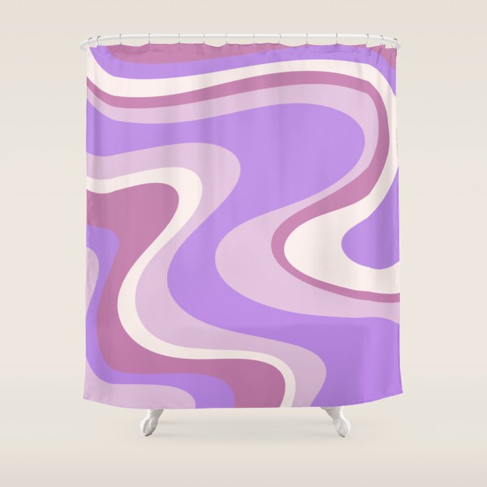 Retro Dream Abstract Liquid Swirl Pattern in Light Purple Shower Curtain Gallery Image 1