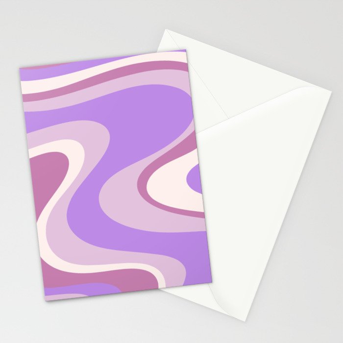 Retro Dream Abstract Liquid Swirl Pattern in Light Purple Stationery Card Gallery Image 2
