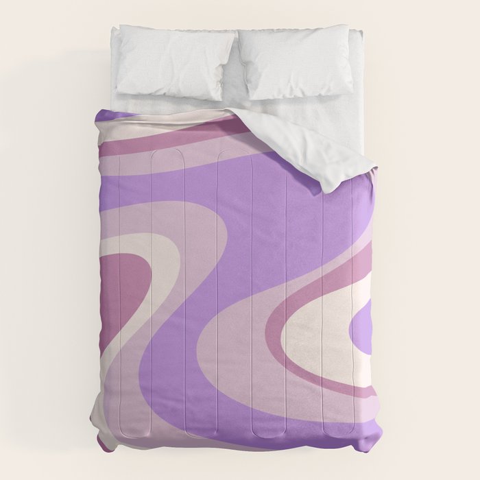 Retro Dream Abstract Liquid Swirl Pattern in Light Purple Comforter Gallery Image 6