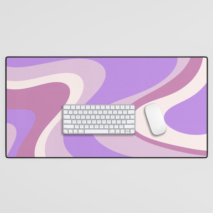 Retro Dream Abstract Liquid Swirl Pattern in Light Purple Desk Mat Gallery Image 1
