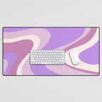 Retro Dream Abstract Liquid Swirl Pattern in Light Purple Desk Mat Gallery Image 1