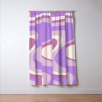 Retro Dream Abstract Liquid Swirl Pattern in Light Purple Window Curtain Gallery Image 3