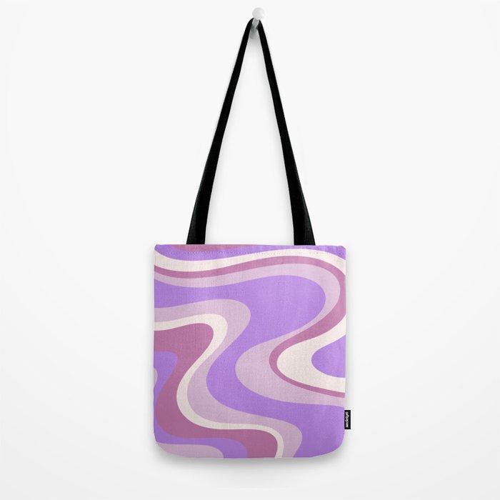 Retro Dream Abstract Liquid Swirl Pattern in Light Purple Tote Bag Gallery Image 2