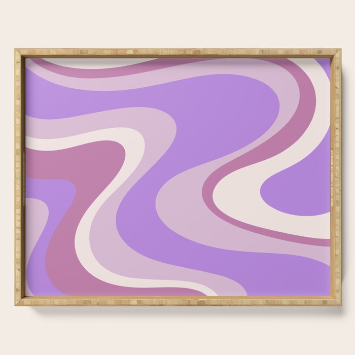Retro Dream Abstract Liquid Swirl Pattern in Light Purple Serving Tray Gallery Image 1