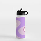 Retro Dream Abstract Liquid Swirl Pattern in Light Purple Water Bottle Gallery Image 1
