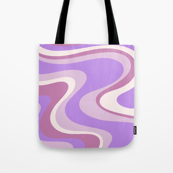 Retro Dream Abstract Liquid Swirl Pattern in Light Purple Tote Bag Gallery Image 1