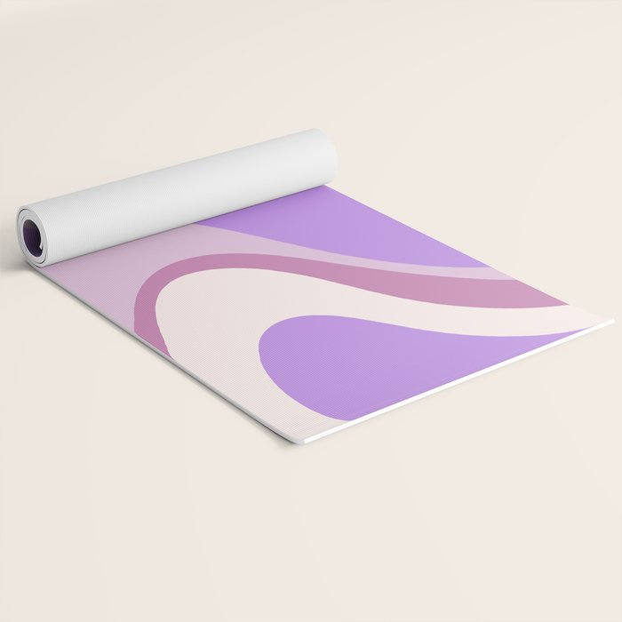 Retro Dream Abstract Liquid Swirl Pattern in Light Purple Yoga Mat Gallery Image 2