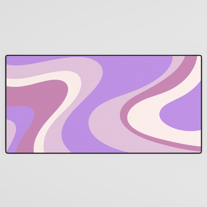 Retro Dream Abstract Liquid Swirl Pattern in Light Purple Desk Mat Gallery Image 3