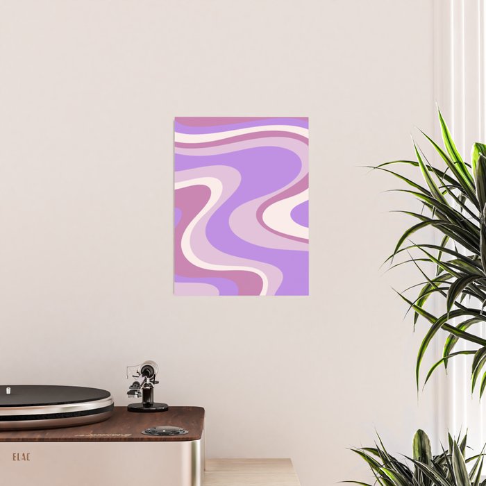 Retro Dream Abstract Liquid Swirl Pattern in Light Purple Poster Gallery Image 2