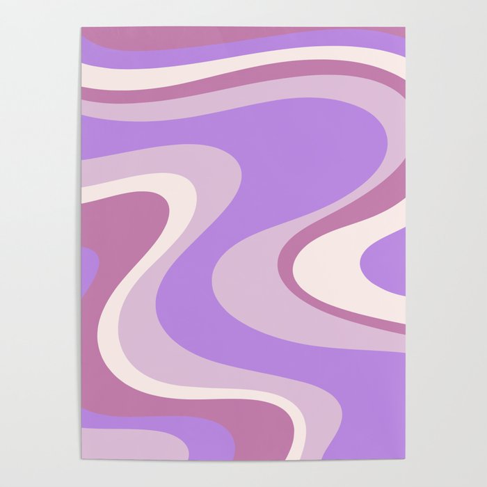 Retro Dream Abstract Liquid Swirl Pattern in Light Purple Poster Gallery Image 4