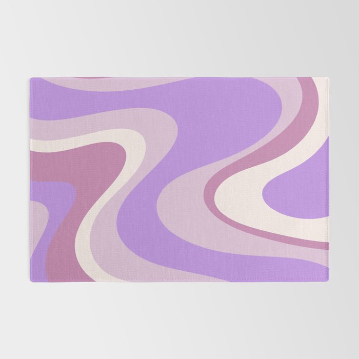 Retro Dream Abstract Liquid Swirl Pattern in Light Purple Rug Gallery Image 2