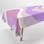 Retro Dream Abstract Liquid Swirl Pattern in Light Purple Tablecloth Gallery Image 1