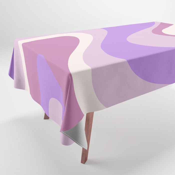 Retro Dream Abstract Liquid Swirl Pattern in Light Purple Tablecloth Gallery Image 1