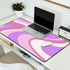Retro Dream Abstract Liquid Swirl Pattern in Light Purple Desk Mat Gallery Image 2