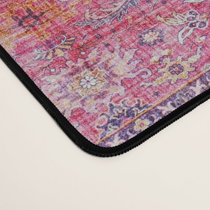 N45 - Pink Vintage Traditional Moroccan Boho & Farmhouse Style Artwork. Desk Mat Gallery Image 4