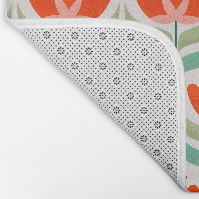 Retro Tulips Pattern Bath Mat Gallery Image 2