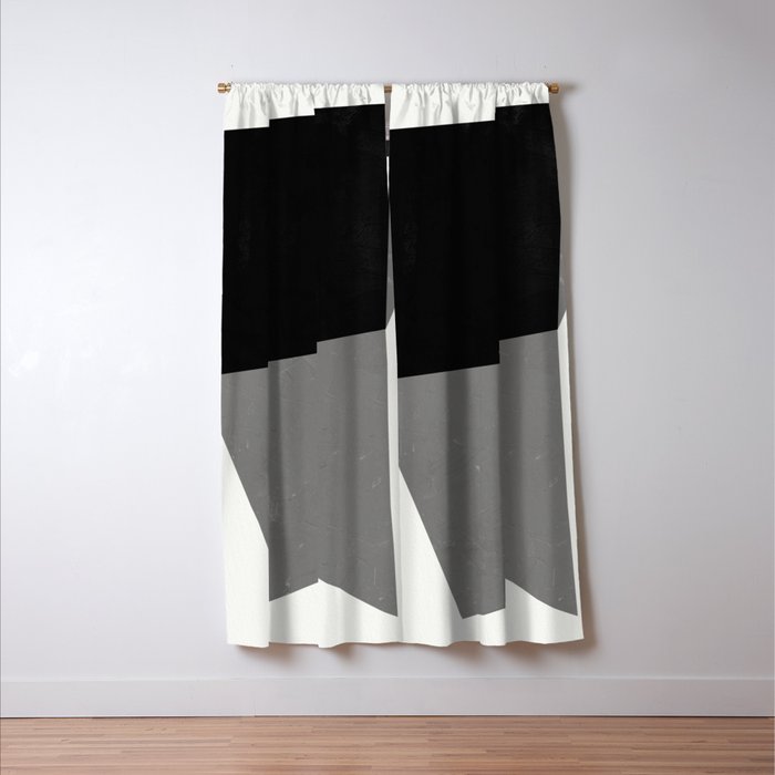 Minimalist greyscale geometry Window Curtain Gallery Image 3