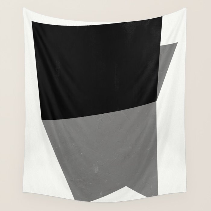Minimalist greyscale geometry Wall Tapestry Gallery Image 1