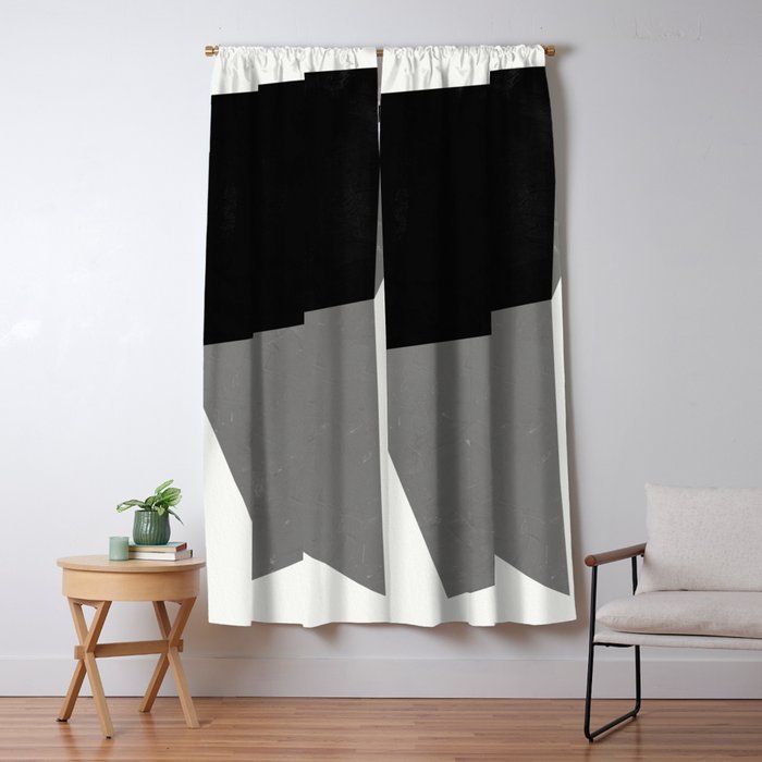 Minimalist greyscale geometry Window Curtain Gallery Image 5