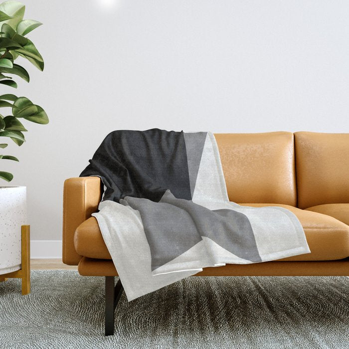 Minimalist greyscale geometry Throw Blanket Gallery Image 1