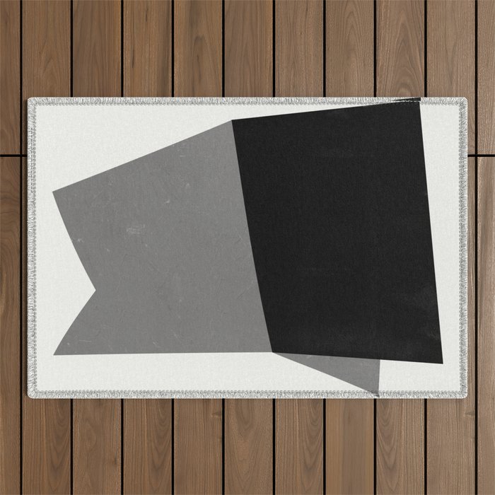 Minimalist greyscale geometry Outdoor Rug Gallery Image 1