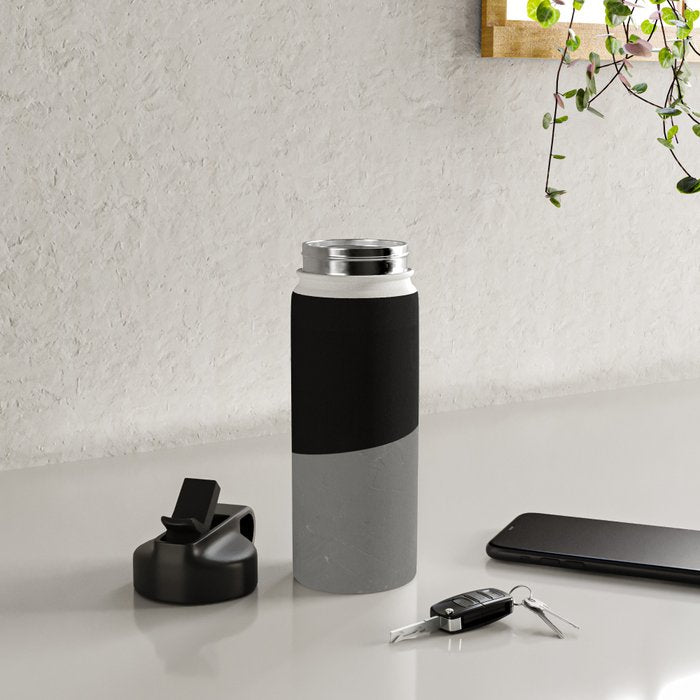 Minimalist greyscale geometry Water Bottle Gallery Image 4