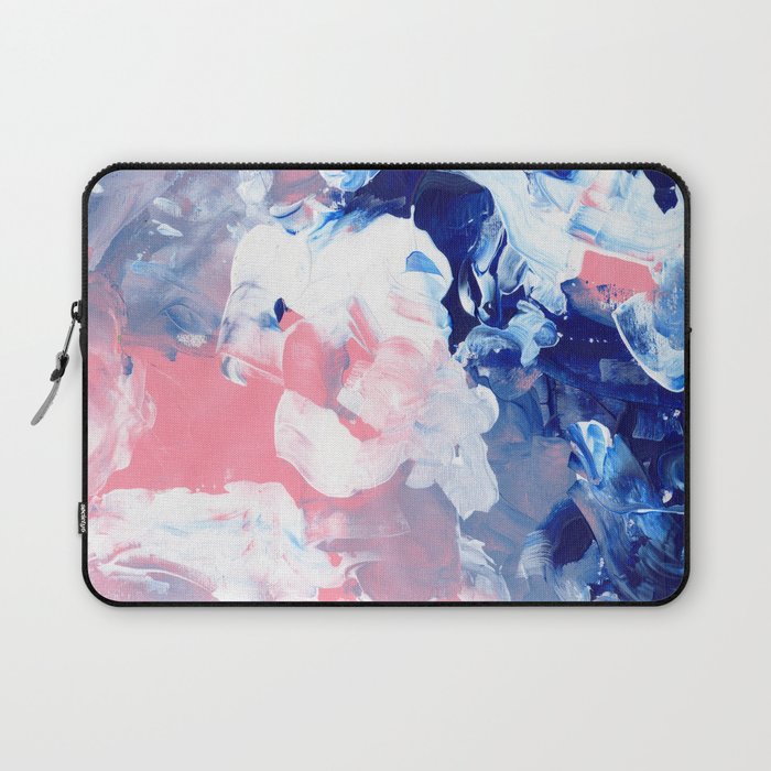 Ejaaz Haniff Abstract Acrylic Palette Knife Painting Blue Pink: 'Summer Storm' Laptop Sleeve Gallery Image 1