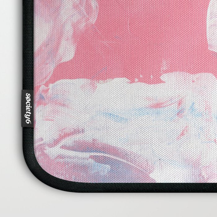 Ejaaz Haniff Abstract Acrylic Palette Knife Painting Blue Pink: 'Summer Storm' Laptop Sleeve Gallery Image 3