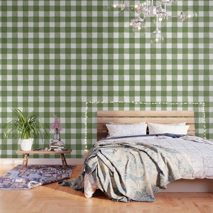 Hand Painted Gingham in Sage Green  Wallpaper Gallery Image 1