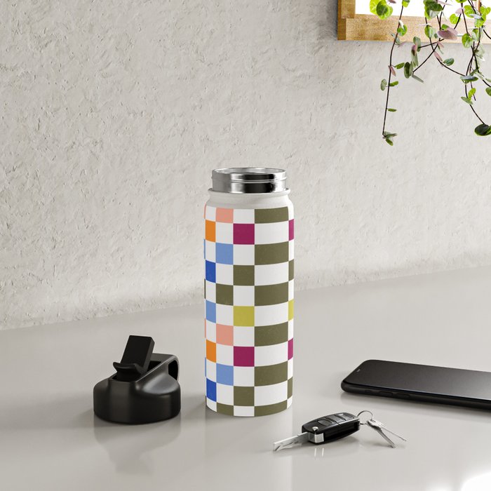 Colorful Mod Checkerboard Water Bottle Gallery Image 4